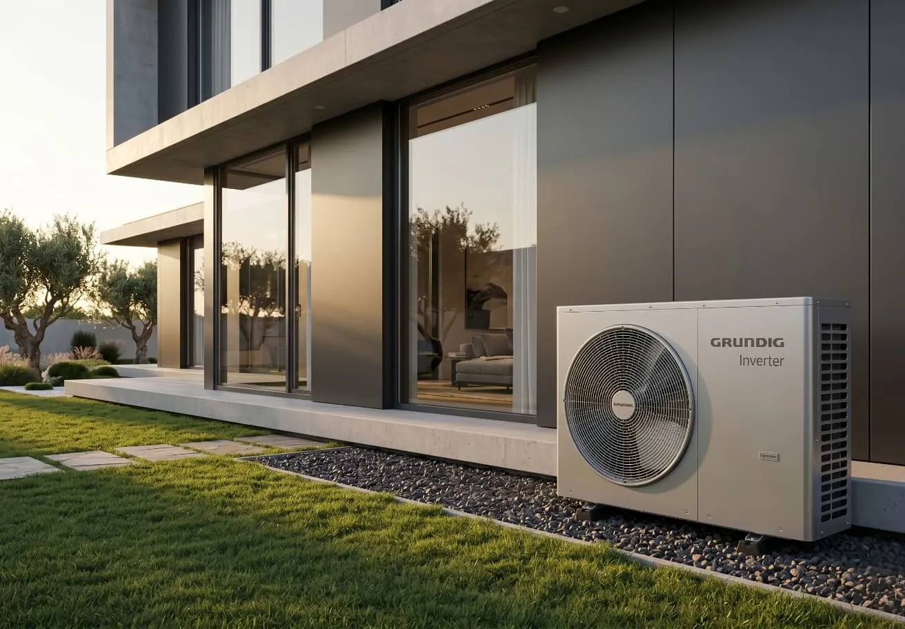 Tepelné čerpadlo Grundig Inverter u moderní novostavby